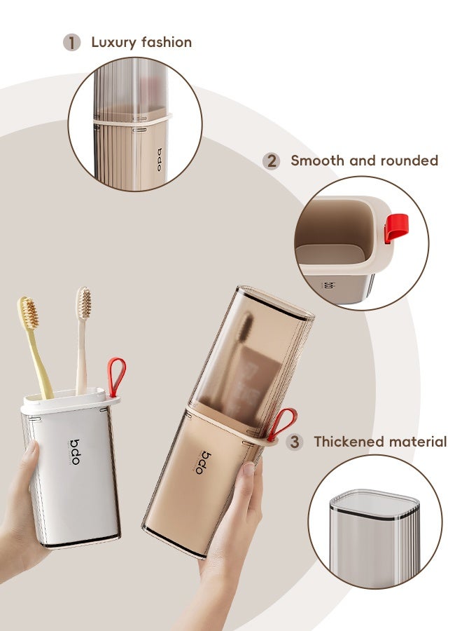 bdo Travel Toothbrush Case, 2 in 1 Dustproof Toothbrush Cover and Rinse Cup, Large Capacity Toothbrush Cup, Portable Storage Container for Business, Camping, School, Trip - Image 3
