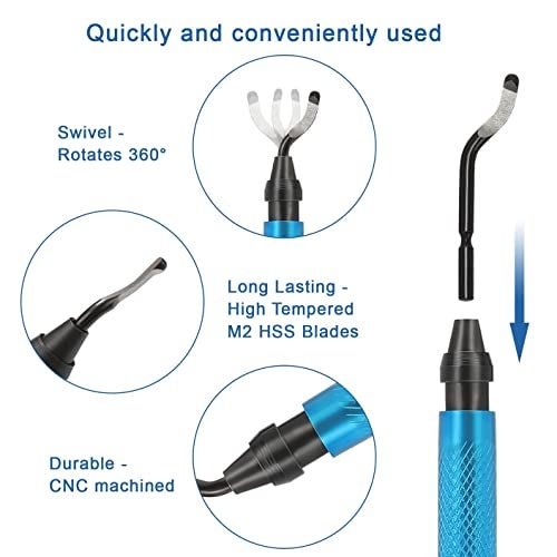 VASTOOLS Deburring Tool Kit/Metal Handle Chamfer Tool 6-1/2“ / for Aluminum, Brass, Plastic Pipes Tube Hole/with Extra 10 HSS Blades … - Image 4