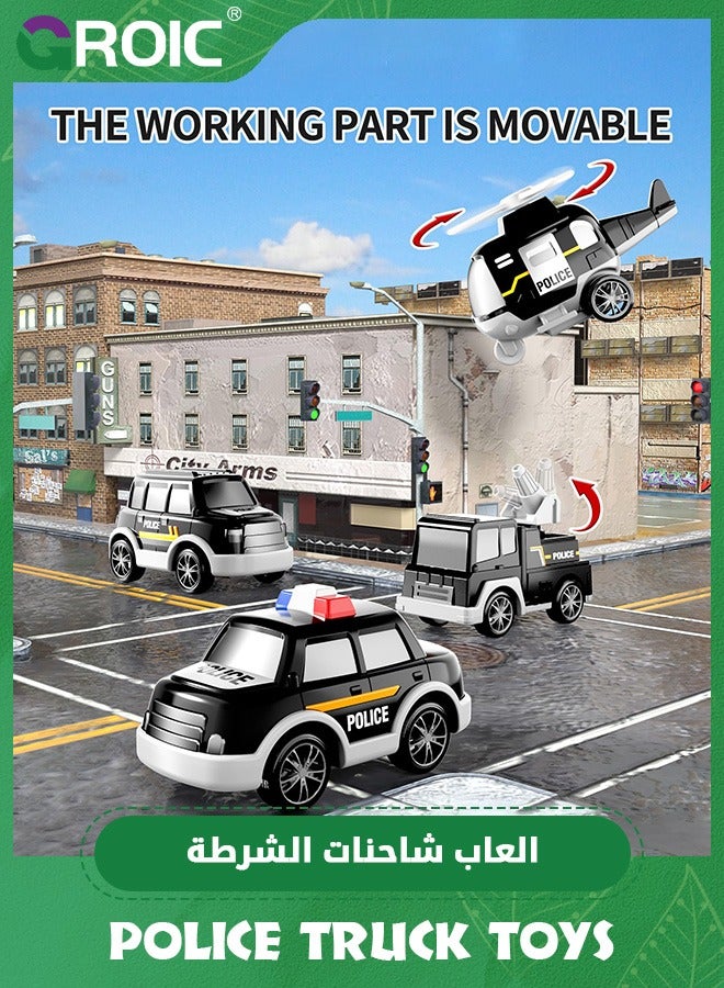 GROIC Police Truck Toys Toddlers,5 in 1 Truck Friction Power Toy Car,Emergency Vehicle, Police Car Toy,Carrier Truck Toys for Kids,Toy Car Set  - Image 2