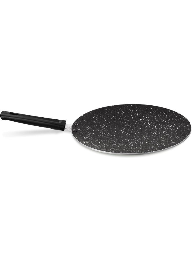 Milton 28 cm Granito Induction Non-Stick Concave Tawa, Lightweight Aluminium, Food Grade, Hot Plate & Dishwasher Safe - Black - Image 1