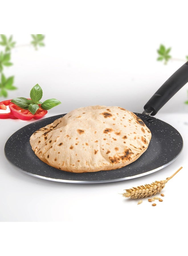 Milton 28 cm Granito Induction Non-Stick Concave Tawa, Lightweight Aluminium, Food Grade, Hot Plate & Dishwasher Safe - Black - Image 2