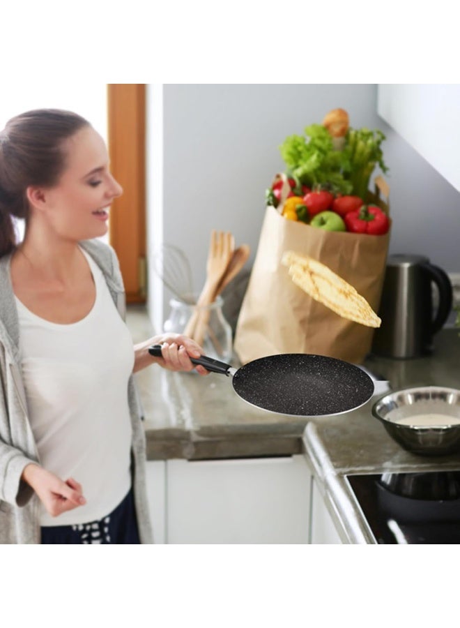 Milton 28 cm Granito Induction Non-Stick Concave Tawa, Lightweight Aluminium, Food Grade, Hot Plate & Dishwasher Safe - Black - Image 4