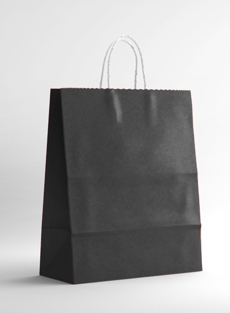 Black Kraft Paper Gift Bags (28cm W x 32cm H x 16cm Base) with Strong Twisted Handle - Pack Of 10