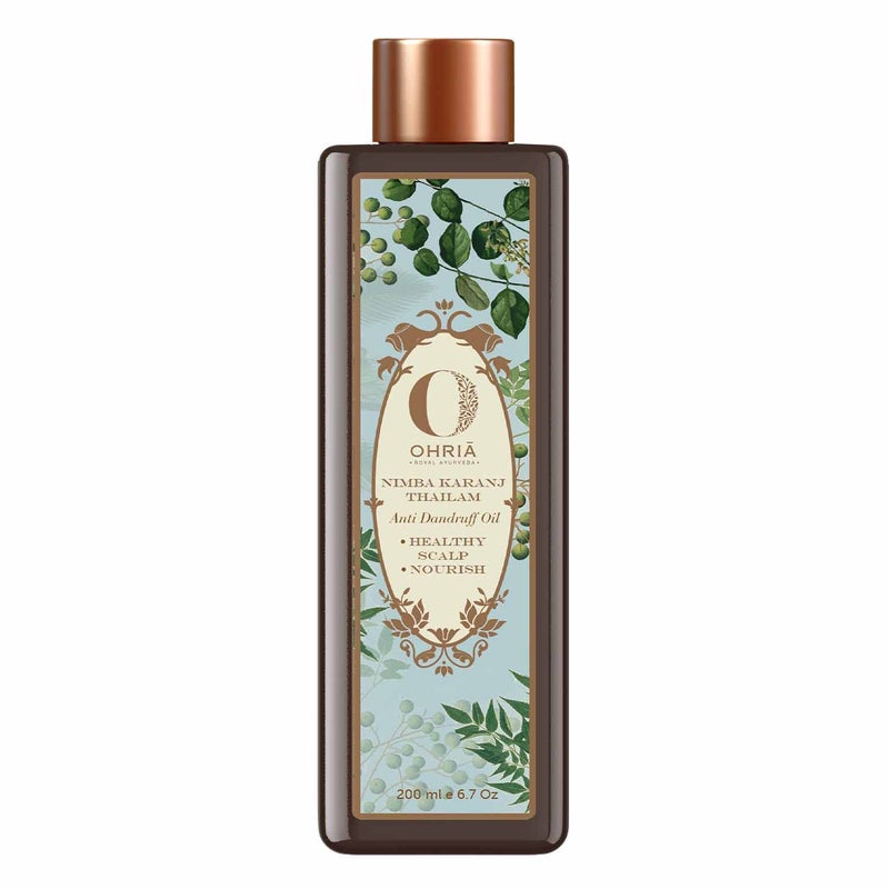 Ohria Ayurveda Nimba Karanj Thailam AntiDandruff Hair Oil  Neem Triphala Karanj  Scalp Health  Hair Nourishment  For All Hair Types  200ml - Image 1