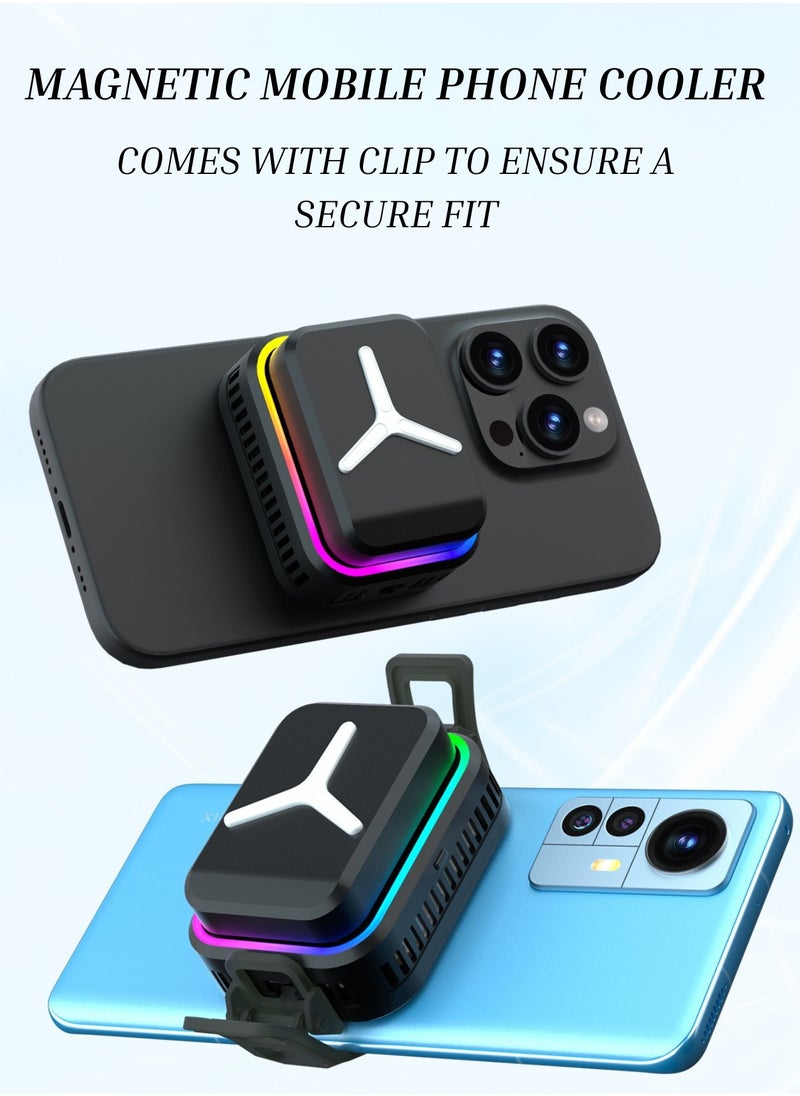 GoldenLike Phone Cooler for Gaming, Mobile Cooling Fan Lightweight Quiet Phone Cooling Fan with  RGB Light Cellphone Radiator for Mobile Gaming Tiktok Live Streaming, Black  - Image 4