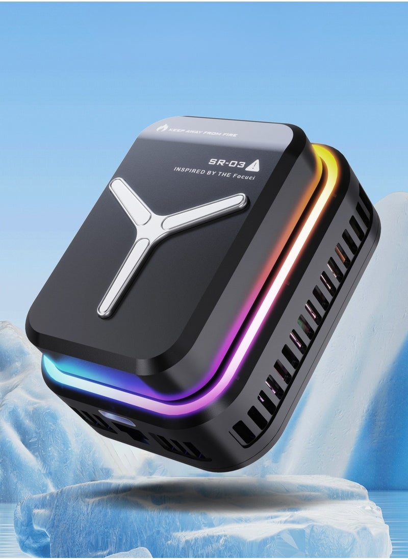 GoldenLike Phone Cooler for Gaming, Mobile Cooling Fan Lightweight Quiet Phone Cooling Fan with  RGB Light Cellphone Radiator for Mobile Gaming Tiktok Live Streaming, Black  - Image 1