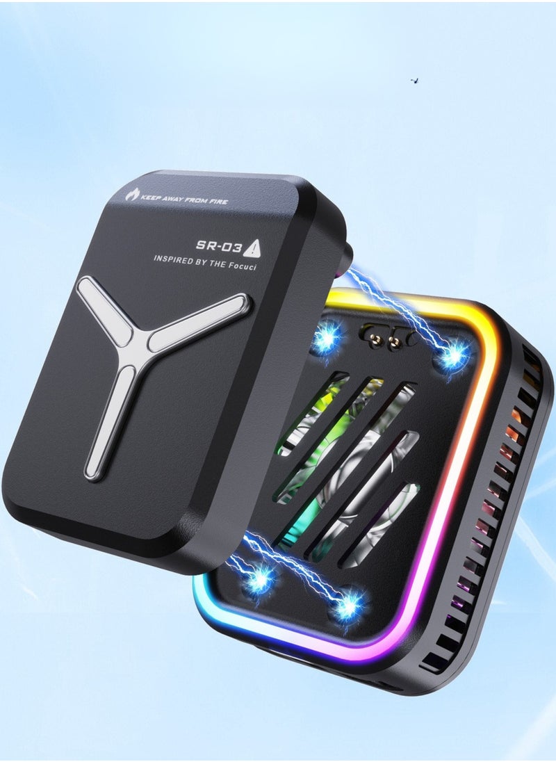 GoldenLike Phone Cooler for Gaming, Mobile Cooling Fan Lightweight Quiet Phone Cooling Fan with  RGB Light Cellphone Radiator for Mobile Gaming Tiktok Live Streaming, Black  - Image 5