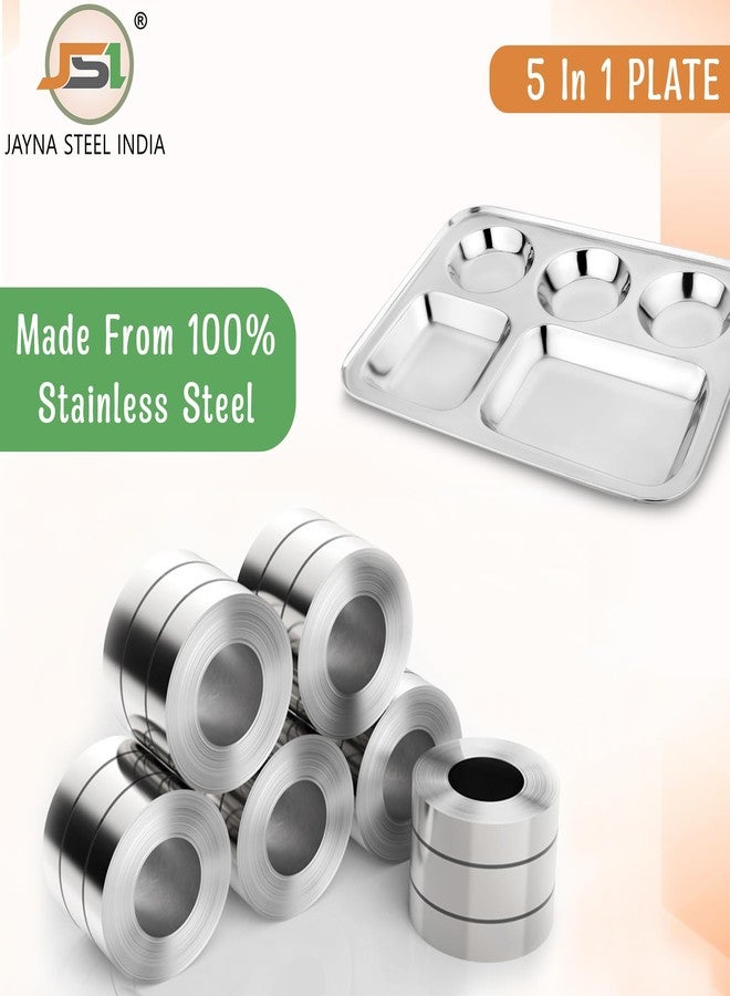 JSI أطباق عشاء من الفولاذ المقاوم للصدأ JSI / طبق سلطة | عبوة من 2 قطعة، قطر 35 سم | 5 في 1 أطباق عشاء مقسمة | تصميم باندا محفور بالليزر | سهل التنظيف ولامع كالمرايا | جمالية حديثة ومتعددة الاستخدامات - Image 4