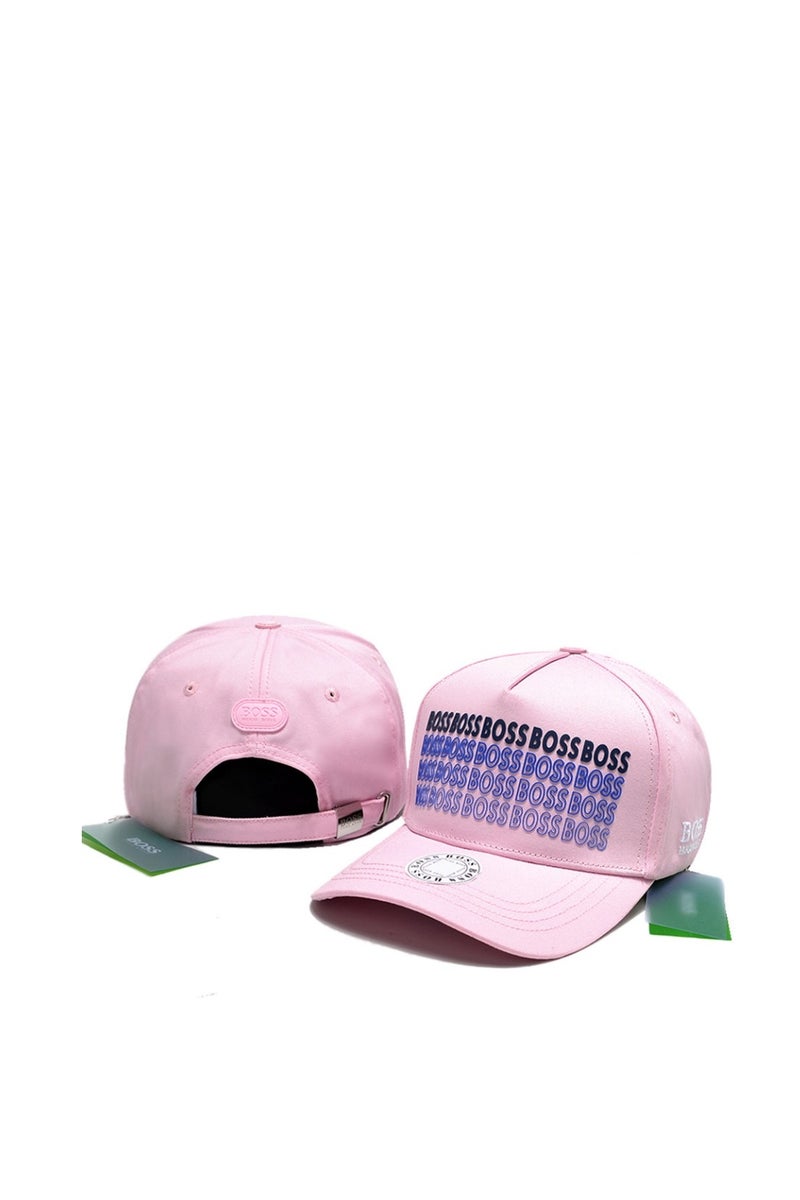 BOSS Pink Cap with Gradient Logo Repeat & Brand Badge