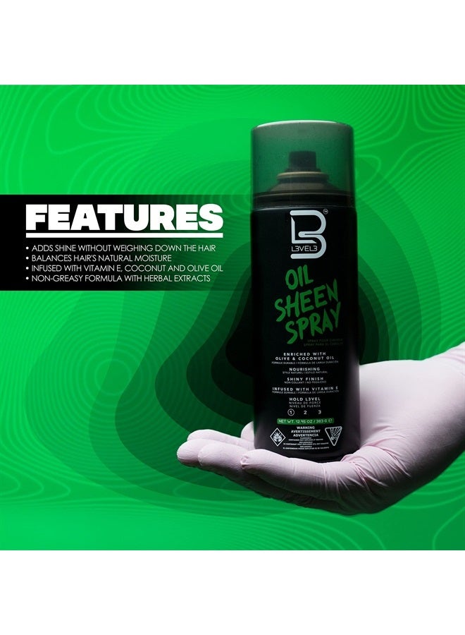 L3 Level 3 Oil Sheen Spray - Adds Shine to Hair After Styling - Infused with Vitamin E, Olive and Coconut Oil and Herbal Extracts Level Three Oil Shine Spray (Oil Sheen Spray)