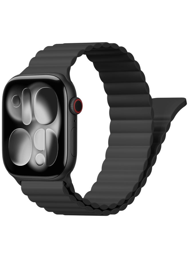 حزامات رياضية مغناطيسية لساعة Apple Watch مقاسات 40 38 41 42 44 45 46 ملم، أحزمة ساعة آبل للرجال والنساء، حزام سيليكون حلزوني لساعة Apple Watch السلسلة 11 10 9 8 7 6 5 4 3 SE 3/2 Ultra/3/2 مقاس 49 ملم - Image 1