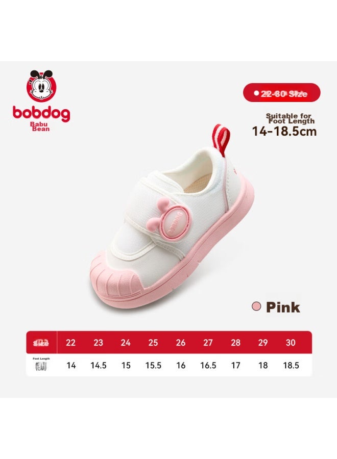 Babu Bean Bobdog Baby Indoor Shoes Children's Autumn Learning Shoes Boys' White Shoes Girls' Pink Shoes 24 Yards - Image 1