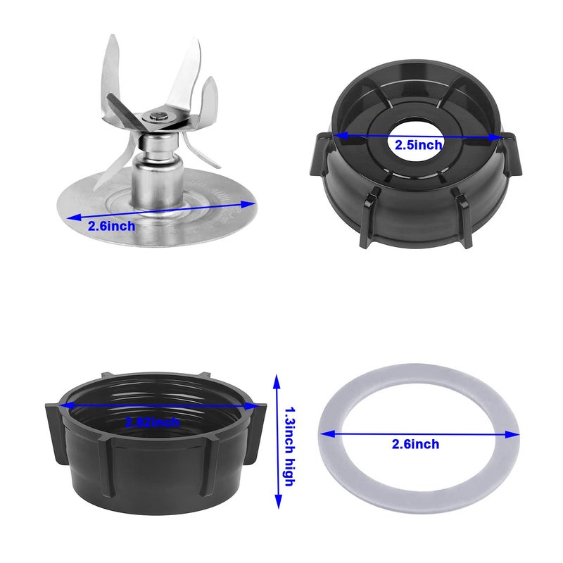SyVia 6 Point Ice Crushing Blade For Oster and Osterizer Blender Replacement Parts With Jar Base Cap And 2 Pcs O Ring Seal Gasket Accessory Refresh Kit - Image 2