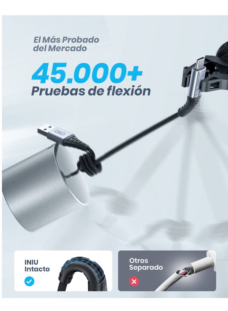 اي ان اي يو كابل شاحن USB C كابل من النوع C شحن سريع من سبائك الزنك مضفر USB a إلى كابل شاحن الهاتف USB-c - Image 5