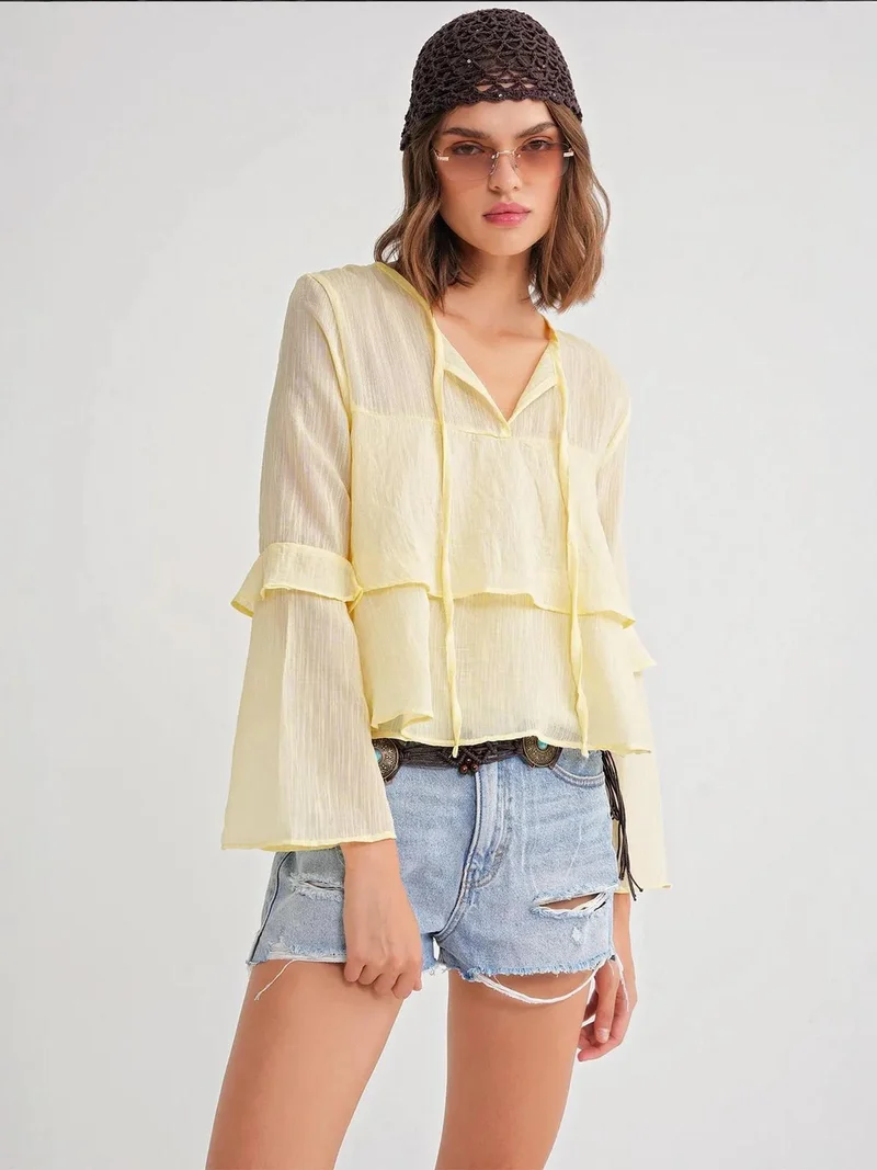 MixRay Mixray Frilly Blouse with Bow Detail