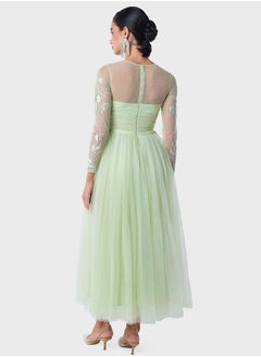 Threadz by Ajooni Metallic Embroidered Bodice Tulle Dress  - Image 2
