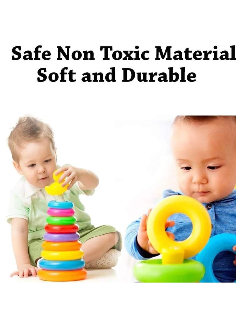 8-Piece Colorful Stacking Ring Toy with Duck Topper – Educational Baby Learning Toy for Toddlers & Infants (6+ Months) - Image 3
