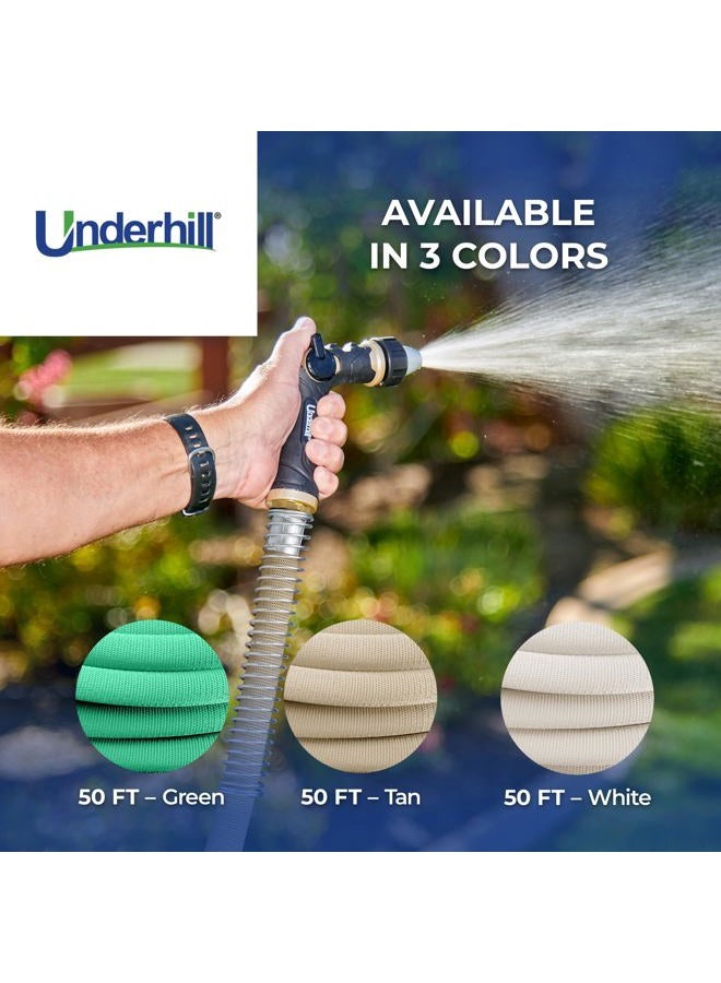 Underhill Featherweight EVO Lightweight Fabric Garden Water Hose for Outdoors, Yard, Kink-Resistant, Flexible, Weighs 5 Pounds, 200 PSI Working Pressure, 800 PSI Burst Pressure, 50 ft Long, Green - Image 2
