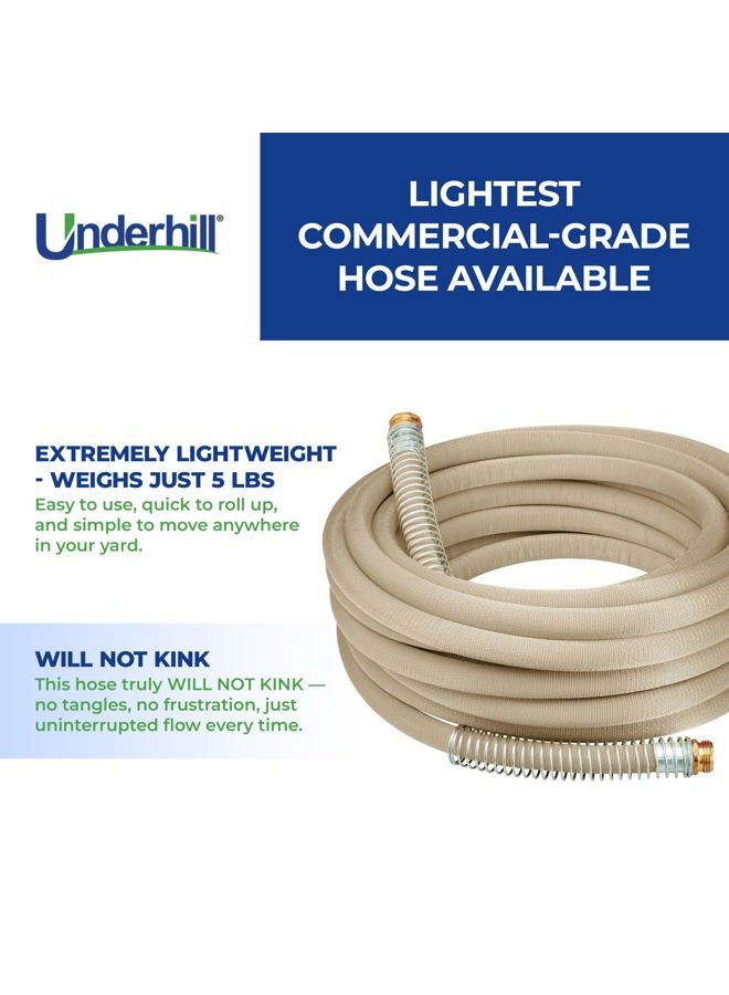 Underhill Featherweight EVO Lightweight Fabric Garden Water Hose for Outdoors, Yard, Kink-Resistant, Flexible, Weighs 5 Pounds, 200 PSI Working Pressure, 800 PSI Burst Pressure, 50 ft Long, Green - Image 3