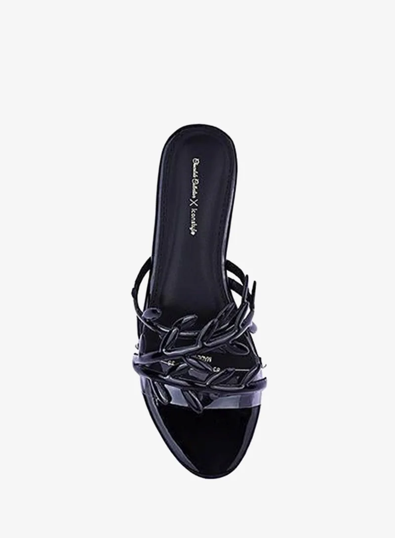Iconstyle Black Womens open-toe flat sandals for Women | Best Price UAE