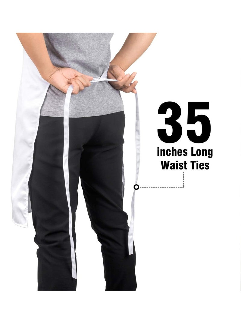 2 Pack 100% Cotton Bib Aprons with 2 Pockets Kitchen Cooking, White - Image 4