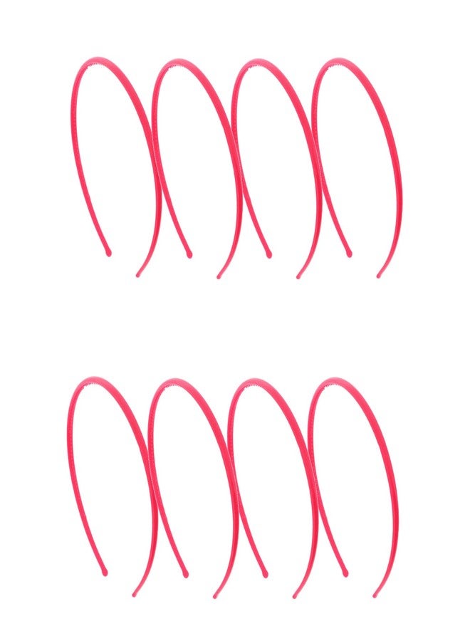 موتيك أكسيسوريز مجموعة من 8 عصابات رأس بلاستيكية رفيعة من موتيك أكسسوارات - لون وردي فاقع - Image 1