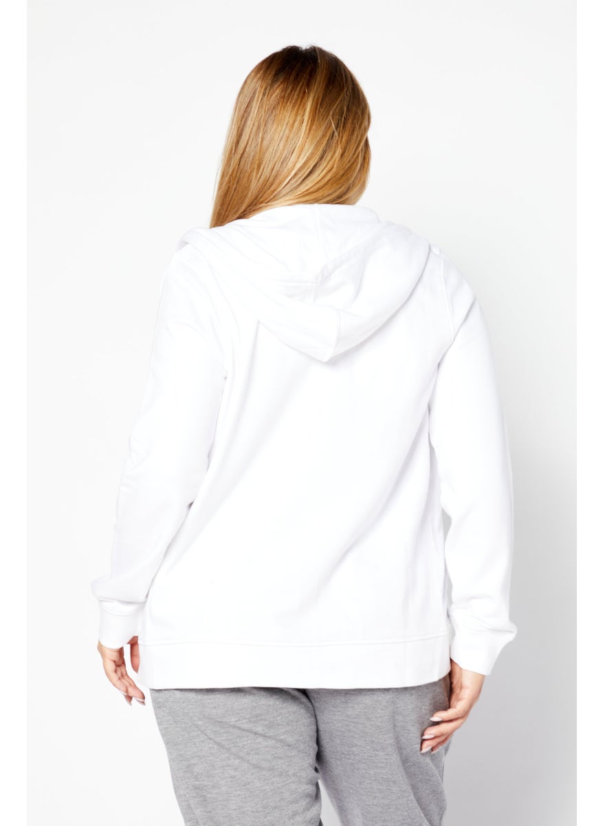 Love Moschino - Women Hooded Neck Graphic Sweatshirt, White - Image 1