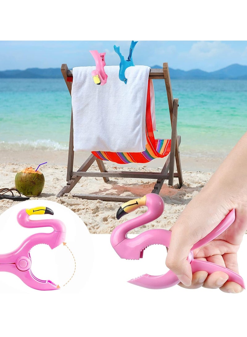 Large Beach Towel Clips, Windproof Beach Pegs with Cute Flamingo Parrot Whale Shapes Portable and Compact Clothes Pegs for Sunbeds Outdoor Laundry (6 Pieces)  - Image 3