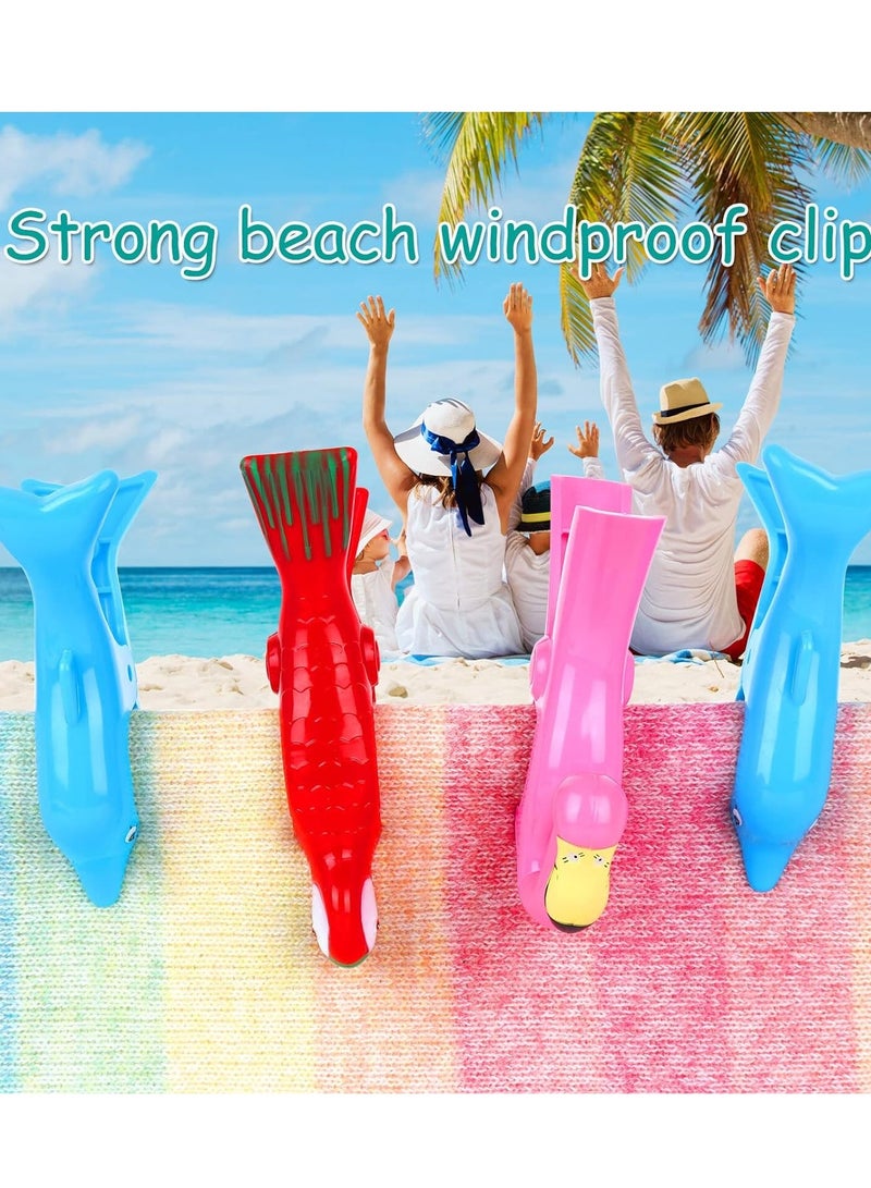 Large Beach Towel Clips, Windproof Beach Pegs with Cute Flamingo Parrot Whale Shapes Portable and Compact Clothes Pegs for Sunbeds Outdoor Laundry (6 Pieces)  - Image 4