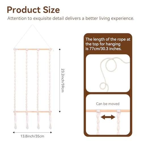 SNOWSTAR Macrame Flat Hair Claw Clip Organizer,Hanging Hair Clip Holder and Storage for Women Girls,Flat Hair Accessorie Hanger Home Decor for Wall,Door,Closet - Image 2