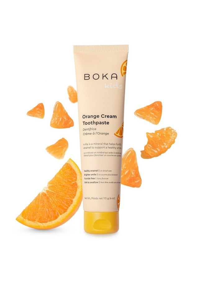BOKA Oka Fluoride Free Toothpaste Nano Hydroxyapatite Remineralizing Sensitive Teeth Whitening Dentist Recommended For Adult Kids Oral Care Orange Cream Natural Flavor 4Oz 1Pk Us Manufactured  - Image 1