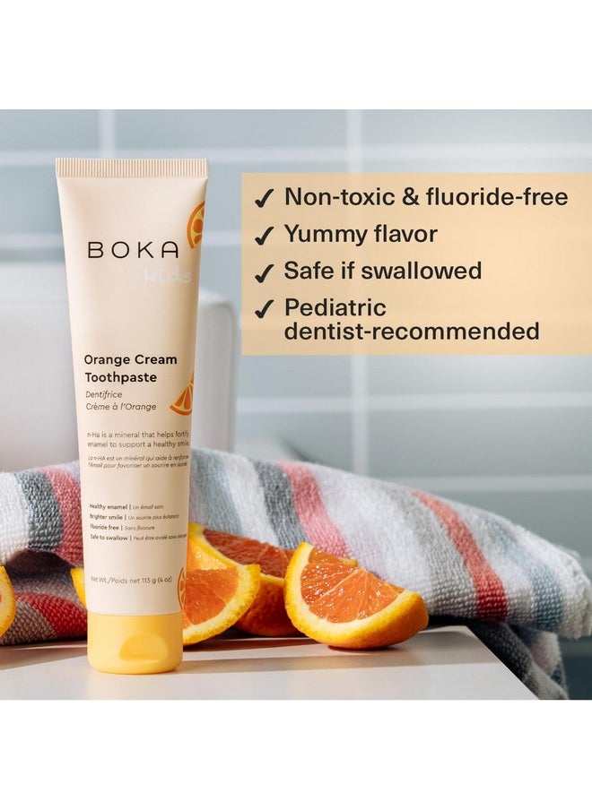 BOKA Oka Fluoride Free Toothpaste Nano Hydroxyapatite Remineralizing Sensitive Teeth Whitening Dentist Recommended For Adult Kids Oral Care Orange Cream Natural Flavor 4Oz 1Pk Us Manufactured  - Image 3