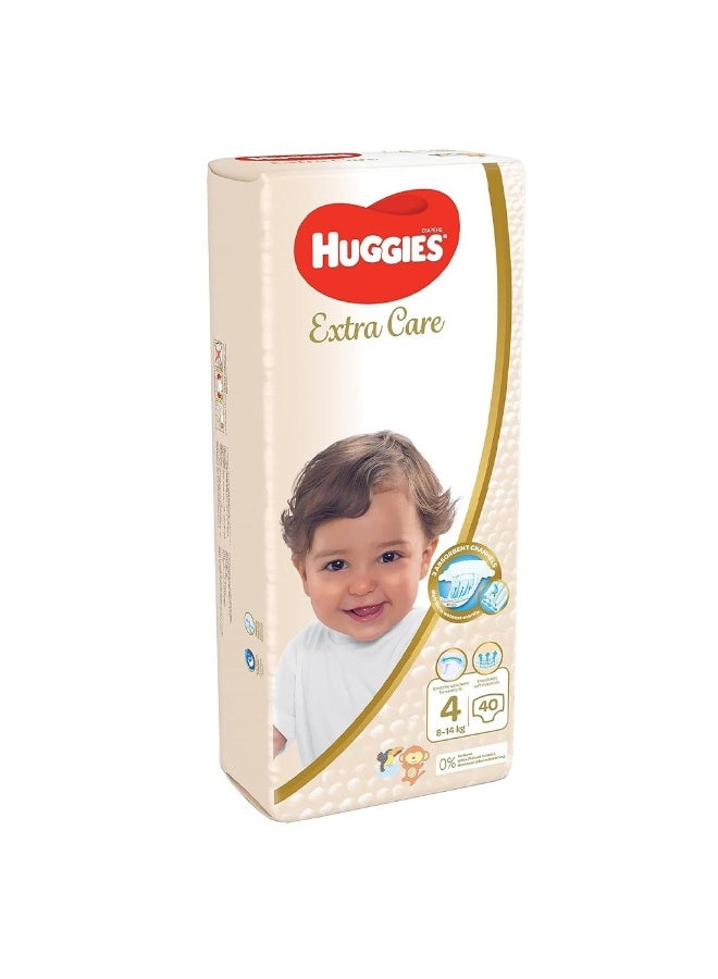 HUGGIES Extra Care Baby Diapers, Size 4, For 8-14kg Baby, Pack of 40’s