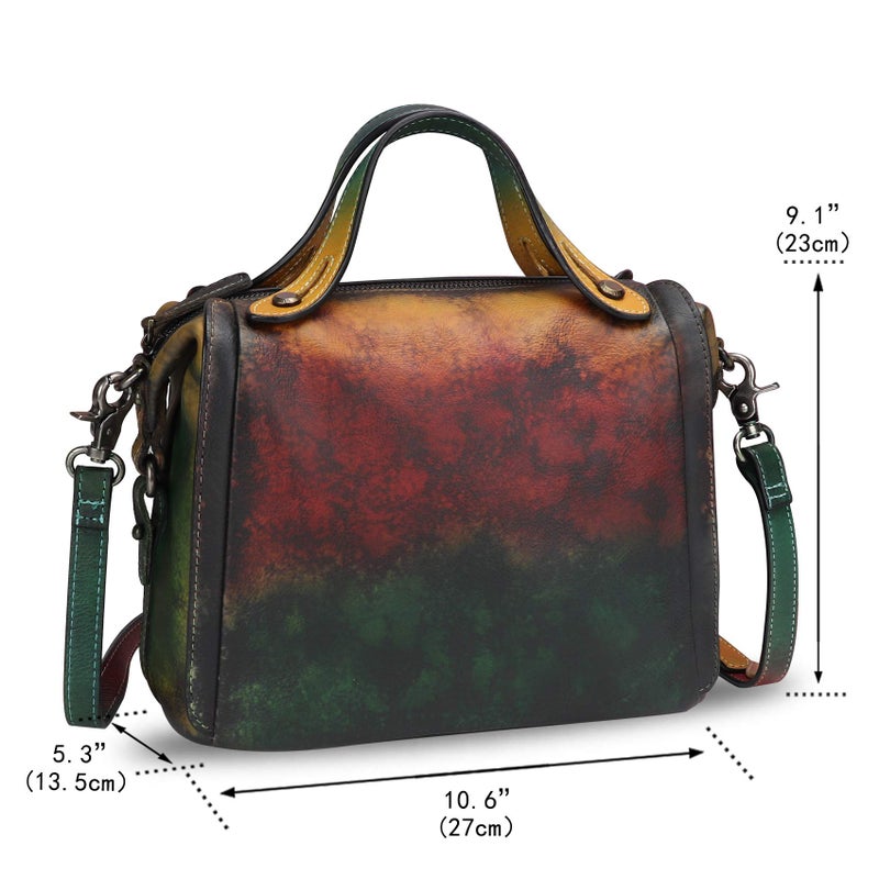 LRTO Genuine Leather Satchel Purse for Women Retro Handmade Top Handle Handbag Designer Crossbody Bags (Multicolor3) - Image 5