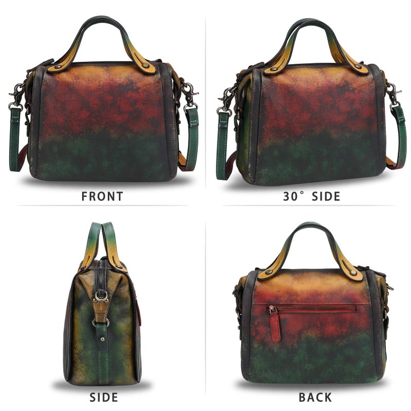 LRTO Genuine Leather Satchel Purse for Women Retro Handmade Top Handle Handbag Designer Crossbody Bags (Multicolor3) - Image 4