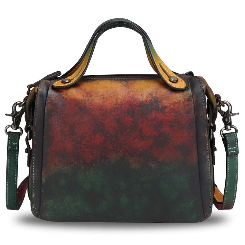 LRTO Genuine Leather Satchel Purse for Women Retro Handmade Top Handle Handbag Designer Crossbody Bags (Multicolor3) - Image 1