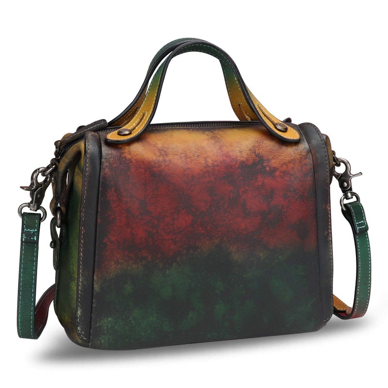 LRTO Genuine Leather Satchel Purse for Women Retro Handmade Top Handle Handbag Designer Crossbody Bags (Multicolor3) - Image 2