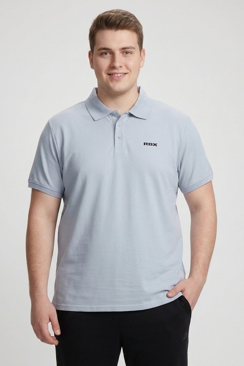 RBX Men Sportswear Fit Short Sleeve Outdoor Polo Shirt, Blue Finch - Image 1