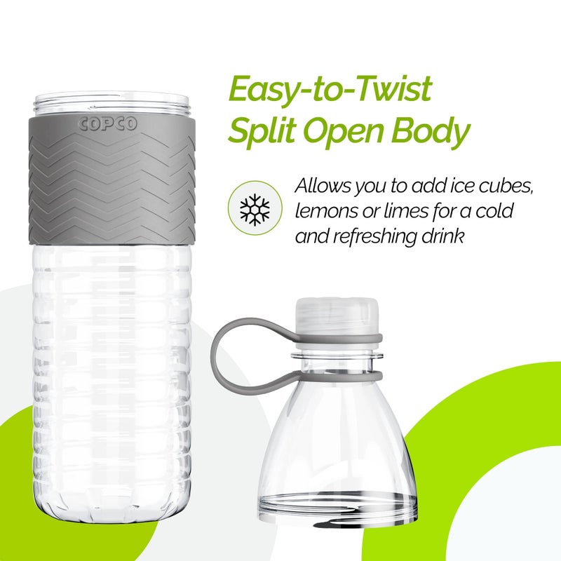 Copco Hydra 20 oz Tritan Water Bottle with Spill Resistant Lid & Non-Slip Sleeve - BPA-Free, Dishwasher Safe, Fits in Cup Holders, Great for Gym, Travel, Office - Durable & Lightweight (Grey) - Image 4