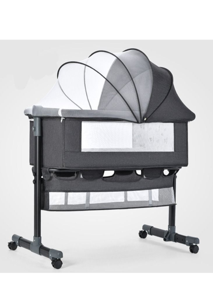 والالا سرير أطفال قابل للطي بجانب السرير سرير أطفال قابل للطي ومحمول وسرير أطفال للسفر مع شبكة قابلة للتنفس وقابلة للتعديل وفرشة رمادية - Image 3
