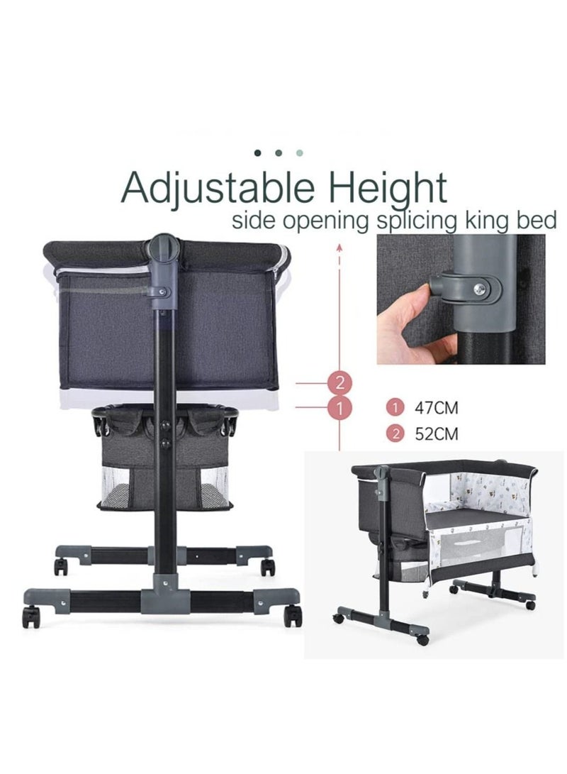والالا سرير أطفال قابل للطي بجانب السرير سرير أطفال قابل للطي ومحمول وسرير أطفال للسفر مع شبكة قابلة للتنفس وقابلة للتعديل وفرشة رمادية - Image 5
