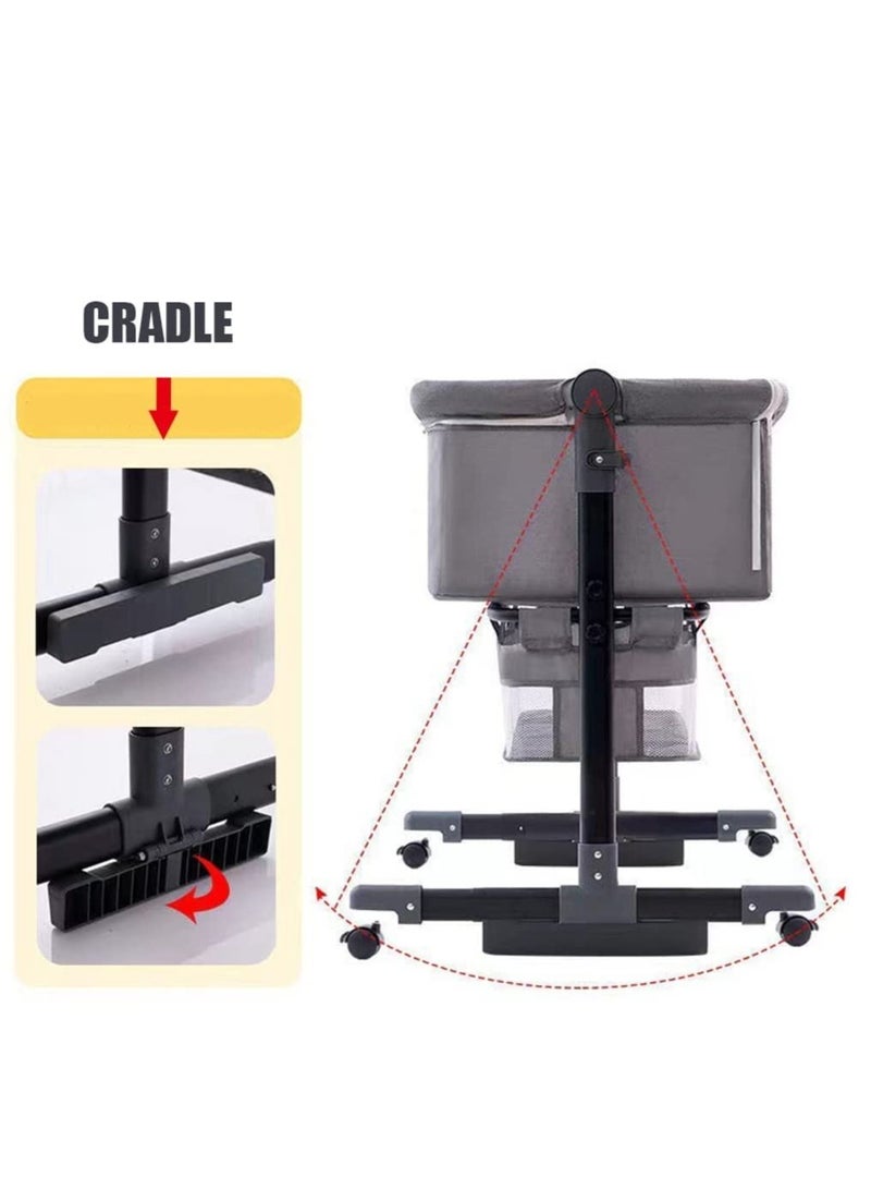 والالا سرير أطفال قابل للطي بجانب السرير سرير أطفال قابل للطي ومحمول وسرير أطفال للسفر مع شبكة قابلة للتنفس وقابلة للتعديل وفرشة رمادية - Image 4