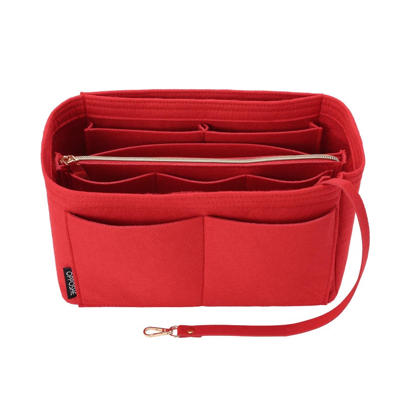 OPPOSHE OPPOSHE Purse Organizer Insert for Handbags Softened Felt Bag Insert Organizer for Tote Compatible with LV Coach MK Kate Spade Goyard Longchamp Red Medium 