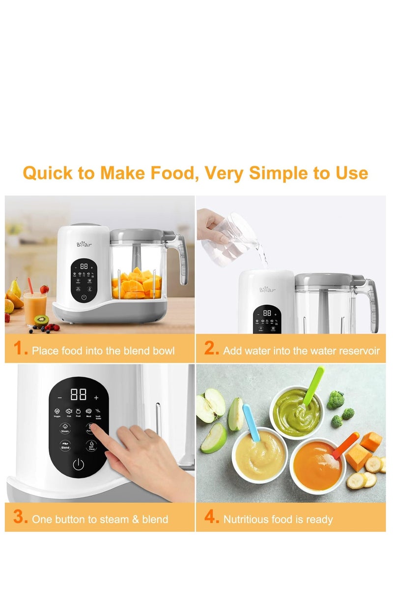 Flushrenic Baby Food Maker,Baby Food Maker with Timer,Large Capacity, Multifunctional Cooking Food Mills for Camping Travel - Image 4