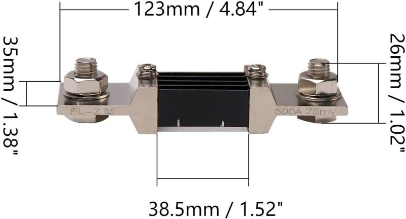 Fielect 500A 75mV DC Current Meter Shunt Resistor Resistance for DC Ammeter Shunt FL-2 1Pcs - Image 2