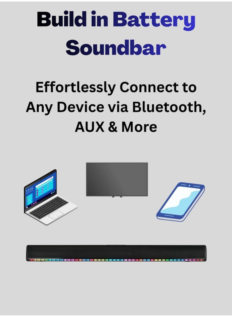 ROWA 55 Inch R55 4K UHD Smart LED TV, HDR TV + 2.0 Channel Portable Soundbar With Built In Battery & LED Lights | Google TV With AiPQ Processor, Dolby Vision & Audio, HDR10, HDMI, WiFi, BT, Bezel-less Design - 55R55+SOUNDBAR Black - Image 5