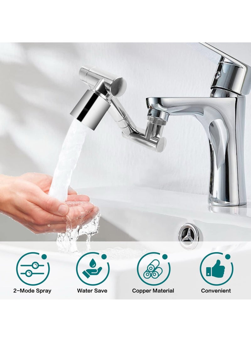 Faucet extender, 1440° universal splash filter extender, 2 mode faucet extender, swivel faucet aerator, swivel arm, faucet sprayer attachment for M20/22/24 dual purpose threads - Image 2