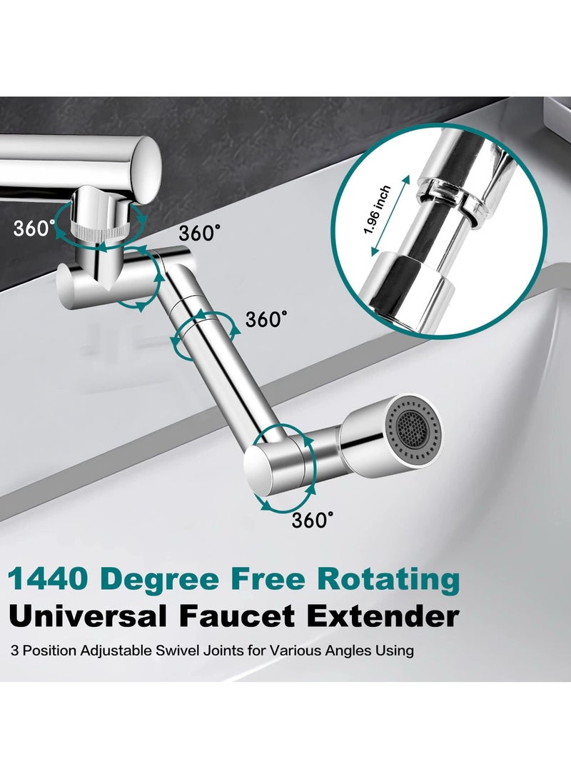 Faucet extender, 1440° universal splash filter extender, 2 mode faucet extender, swivel faucet aerator, swivel arm, faucet sprayer attachment for M20/22/24 dual purpose threads - Image 3