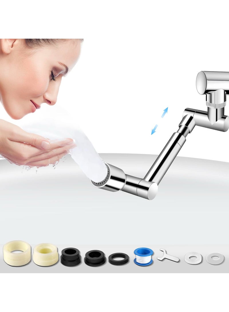 Faucet extender, 1440° universal splash filter extender, 2 mode faucet extender, swivel faucet aerator, swivel arm, faucet sprayer attachment for M20/22/24 dual purpose threads - Image 1