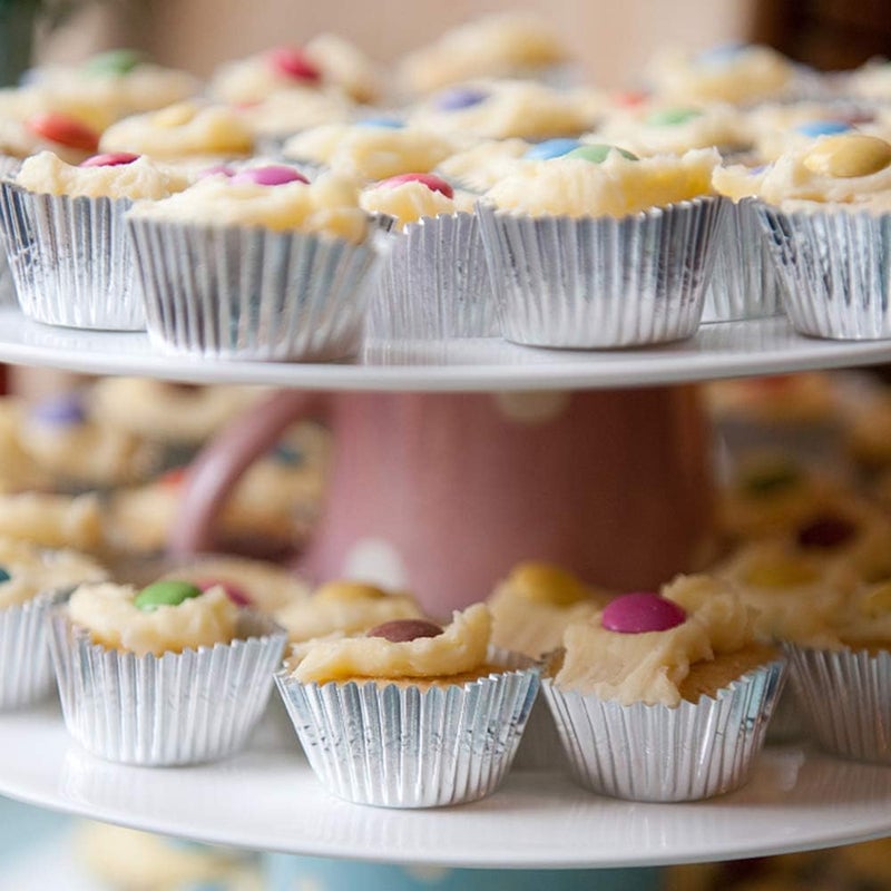 Golf Cupcake Liners Silver, Standard Size Silver Foil Cupcake Liners Wrappers Metallic Baking Cups,Muffin Paper Cases, 100 Pack - Image 3